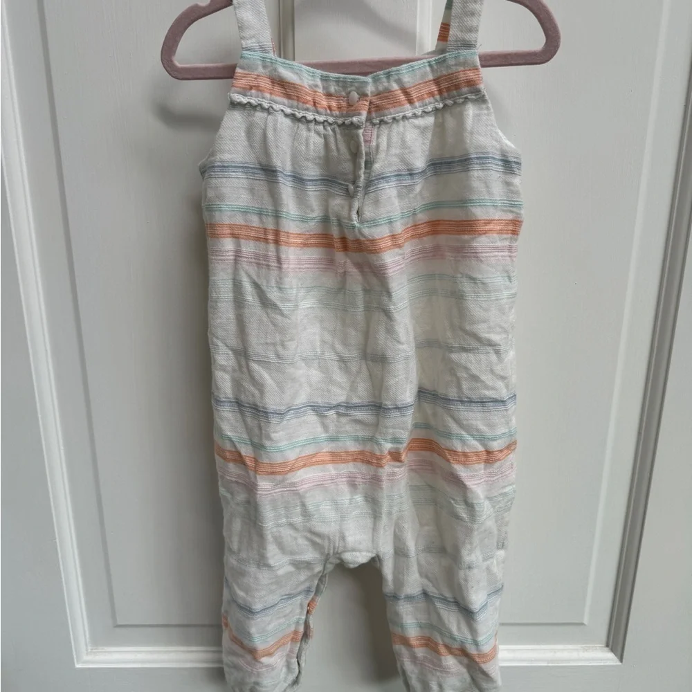 Ralph Lauren 12M White Multicolored Stripe Tank Top Jumpsuit